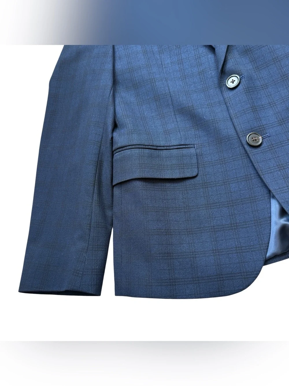 Lauren Ralph Lauren Boy’s Navy Windowpane Sport Coat Blazer 14R Tailored Stretch